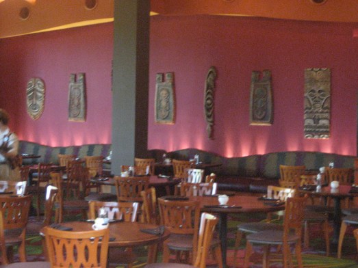 Tikis on the wall of Kona